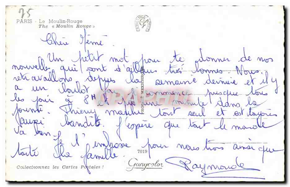 CPA Paris Le Moulin Rouge  — Verso