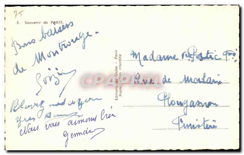 CPSM Souvenir De Paris Tour Eiffel Sacre Coeur Notre Dame Madeleine  — Rückseite