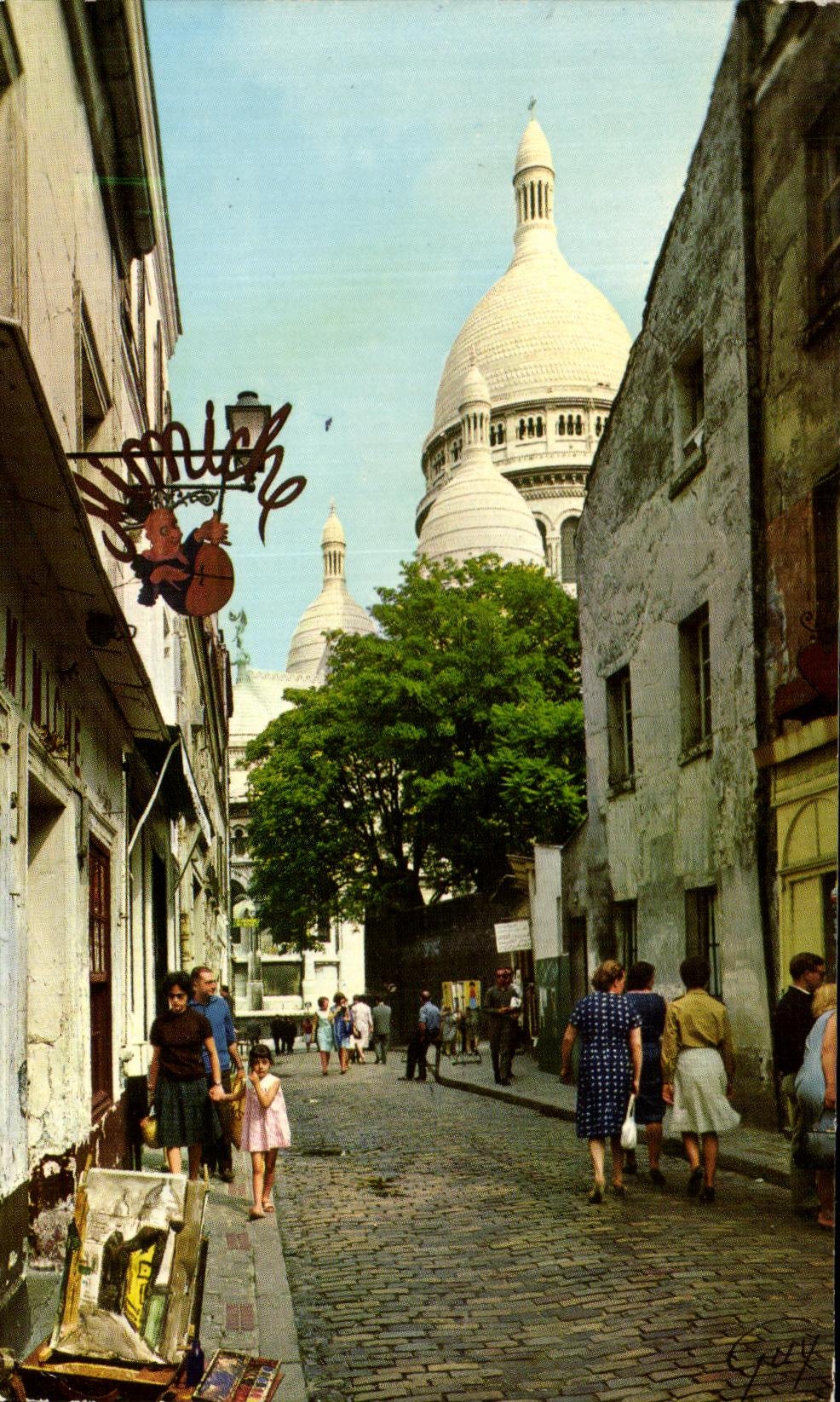 Montmartre — rue des Saules — vista de la basílica del Sagrado Corazón — editor GUY, n° 75060