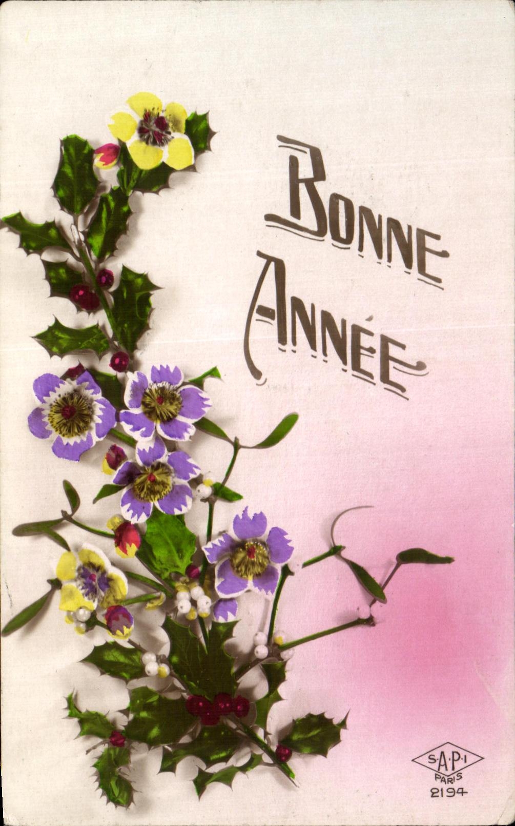 CPA Fantaisie Fleurs Bonne Annee