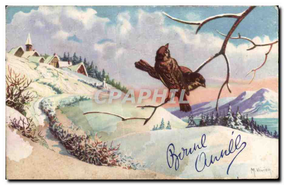 CPA Fantaisie Bonne Annee oiseau