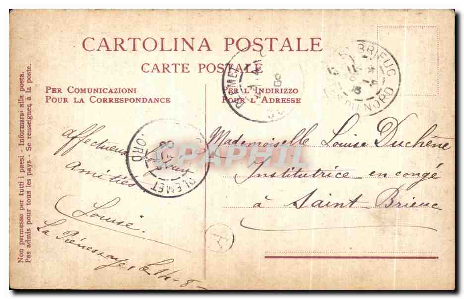 CPA Roma Tempio di Vesta Attekage de boeufs  — Rückseite