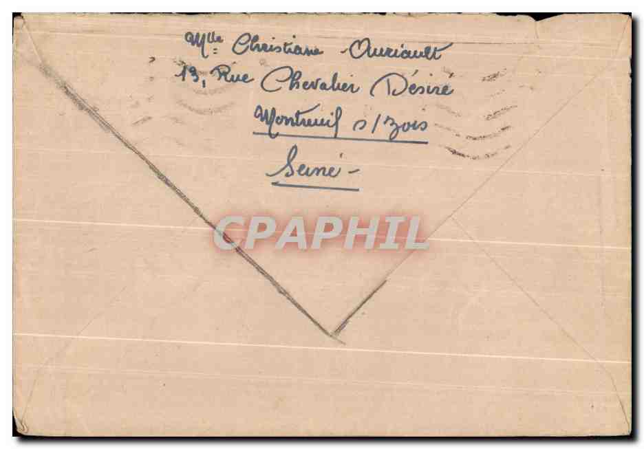 Lettre Marianne 4 f + 6 f Demoy Montreuil pour Val Andre 1948 — Rückseite