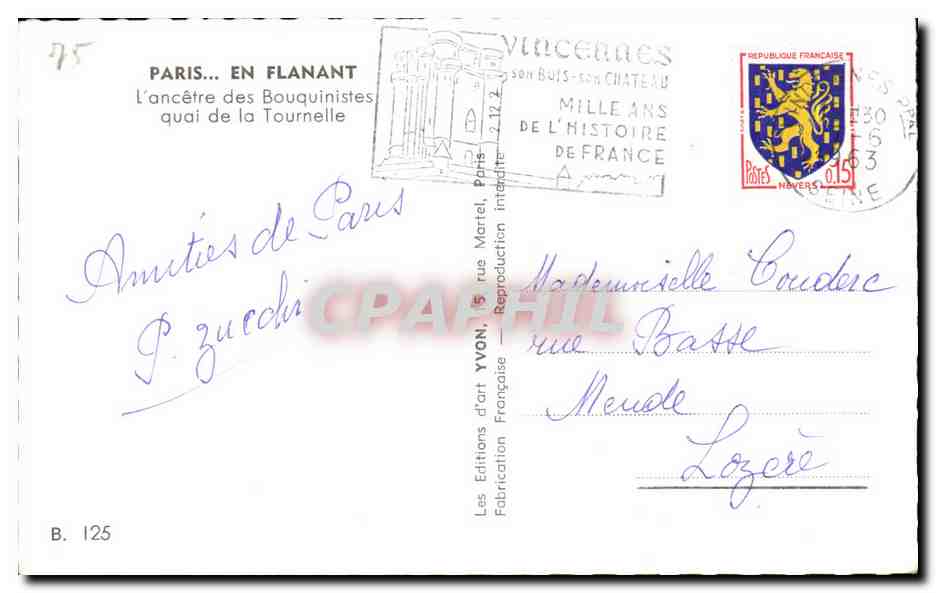 CPA Paris En Flanant L'ancetre des Bouquinistes quai de la Tournelle — Rückseite