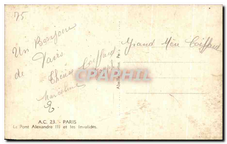 CPA Paris Le Pont Alexandre III et les lnvalides — Rückseite