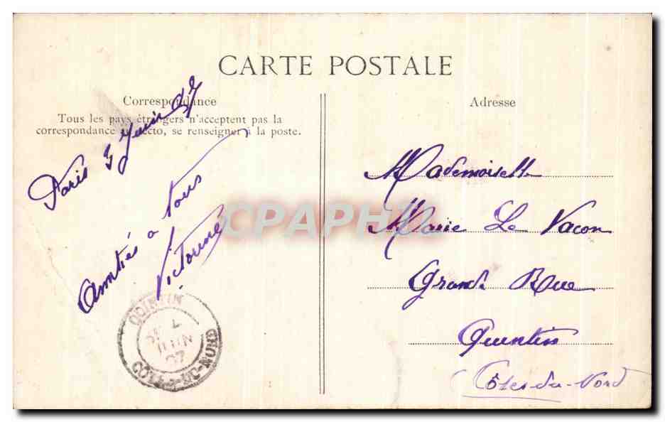 CPA Un Bonjour Fleurs Hirondelle  — Rückseite