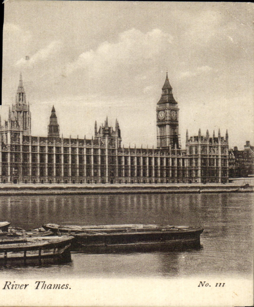 CPA London Houses of parliament and River Thames Bateaux