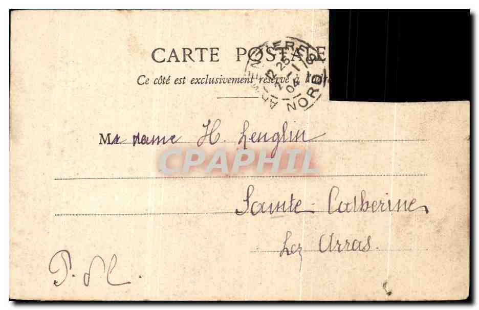 CPA Souvenir des Greves d'Armentieres La Maison lebleu incendiee — Back
