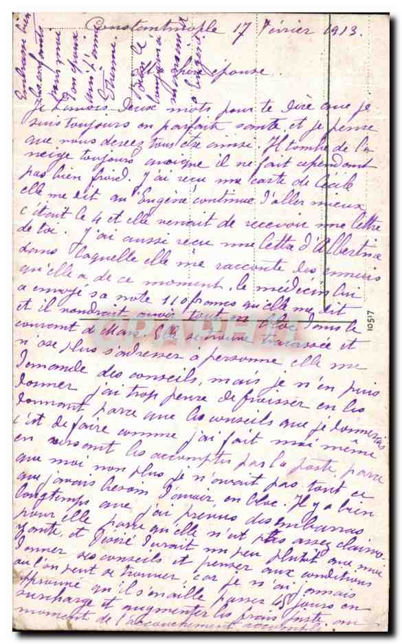 CPA Salut de Constantinople Fontaine Guillaume Turquie — Verso