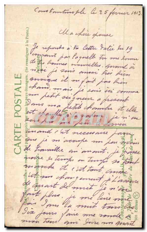CPA Turquie Constantinople  — Verso