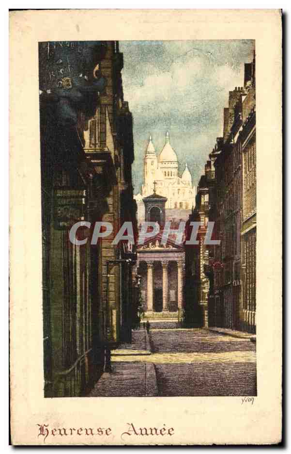 CPA Heureuse Annee Paris Sacre Coeur montmartre