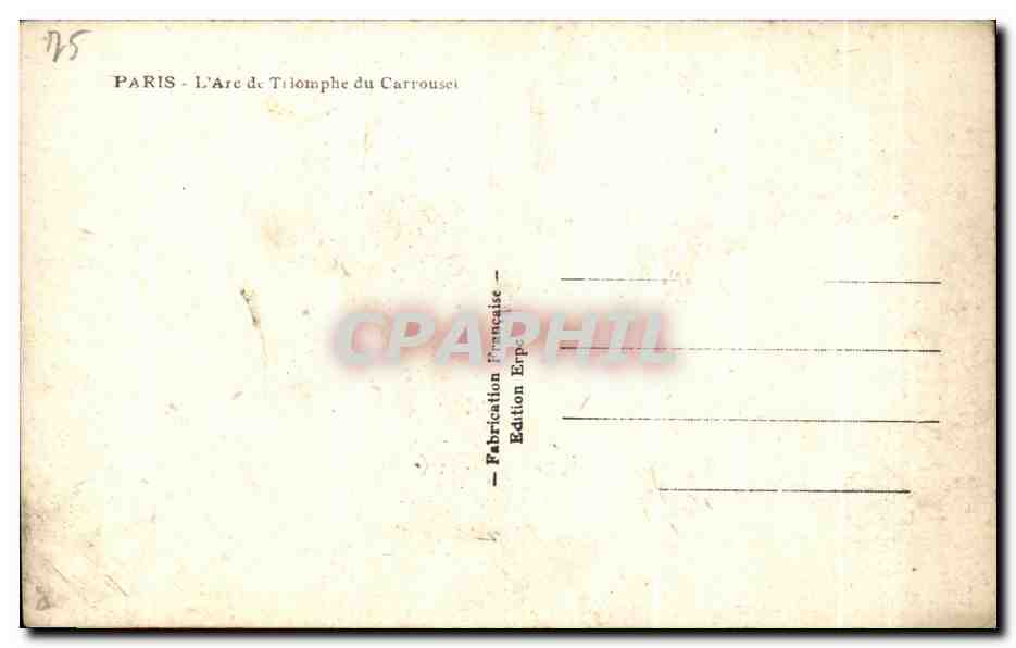 CPA Paris L'Arc de Triomphe du Carrousel — Rückseite