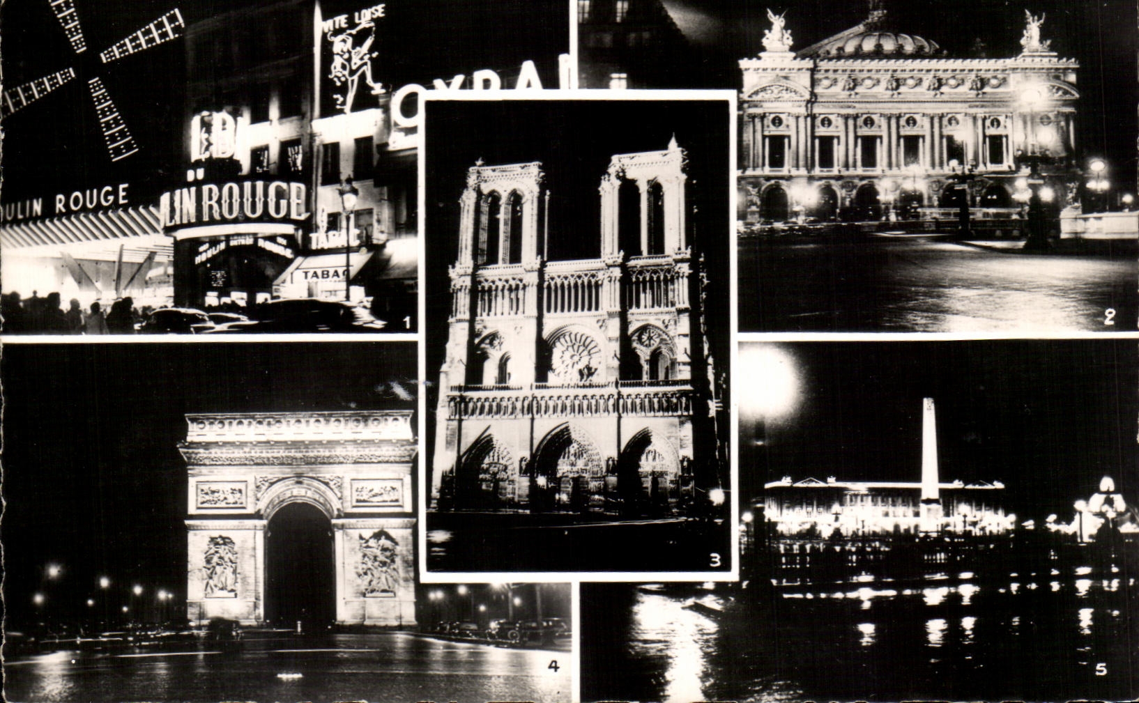 Paris la Nuit — Le Moulin Rouge, l'Opéra, Notre-Dame, l'Arc de Triomphe, la Place de la Concorde — Éditions du Globe