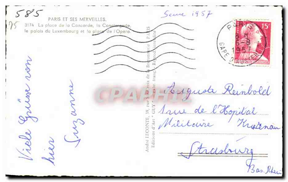 Paris et ses merveilles — 3174 La place de la Concorde, la Conciergerie, le palais du Luxembourg et la place de l'Opéra — Éditions d'Art GUY — Verso