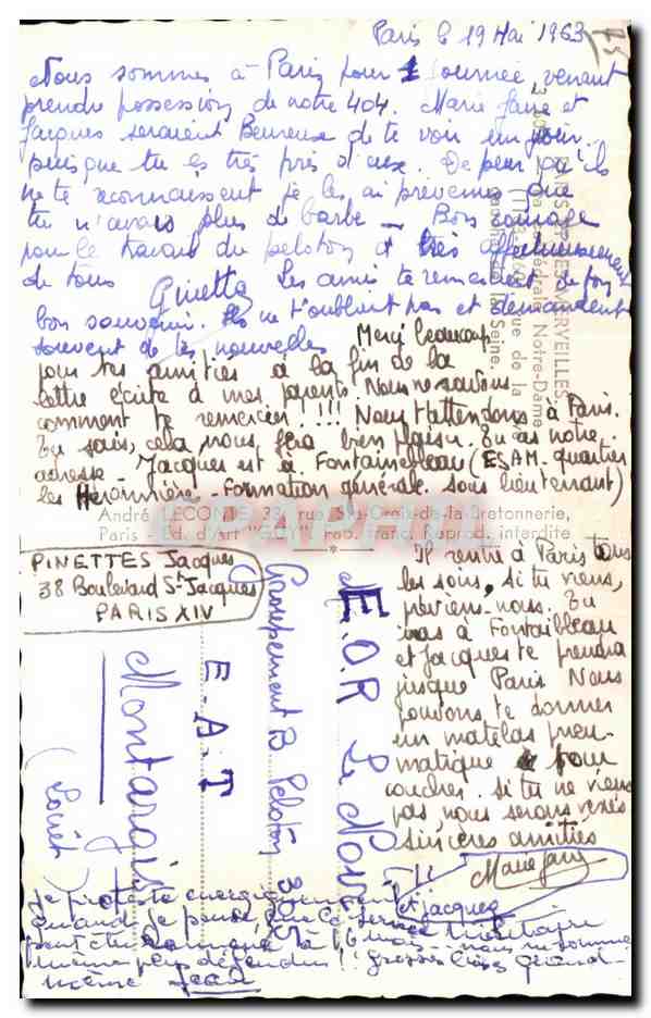 CPA Paris Notre DAme Bouquinistes — Verso