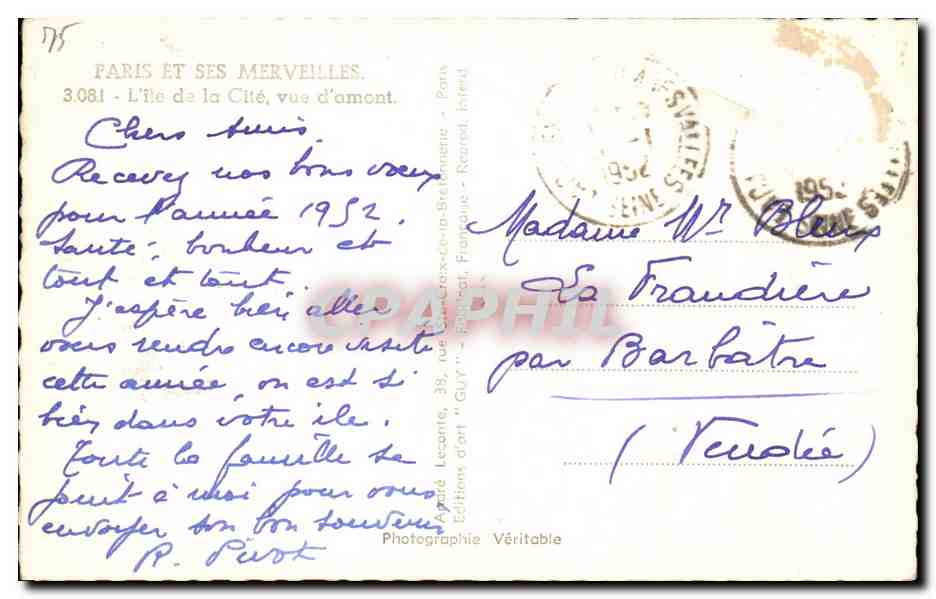 CPA Paris Et Ses Merveilles l'Ile de la Cite Vue d'amont Notre Dame — Verso