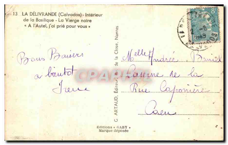 La Délivrande (Calvados) — Intérieur de la Basilique - La Vierge noire — Éditions Gaby — Verso