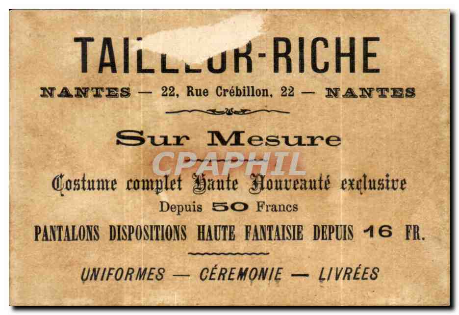 Chromo Tailleur Riche Rue Crebillon Nantes en Turquie  — Rückseite