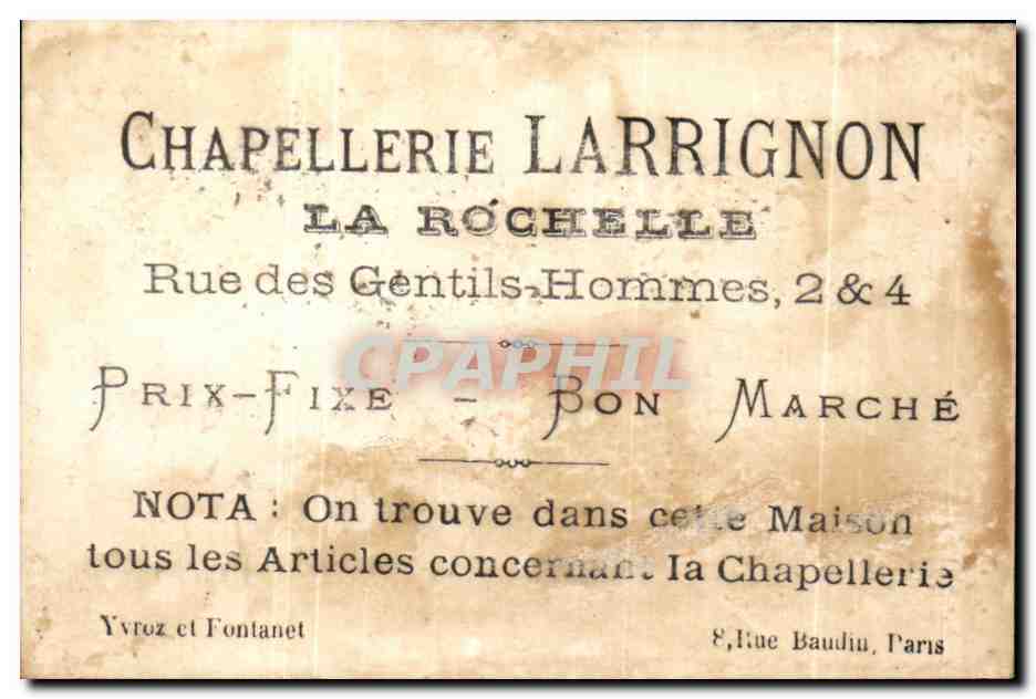 Chromo chapellerie Larrignon  — Rückseite