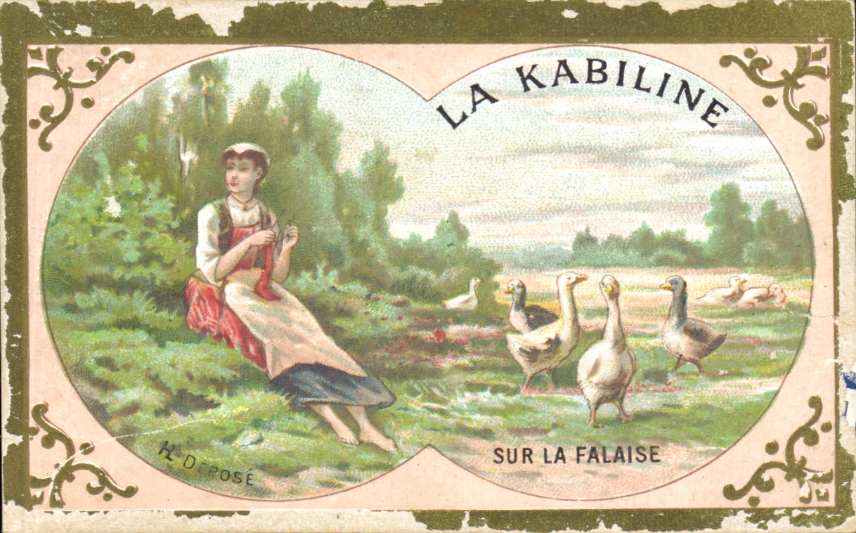 Chromo la Kabiline sur la falaise Femme et oies