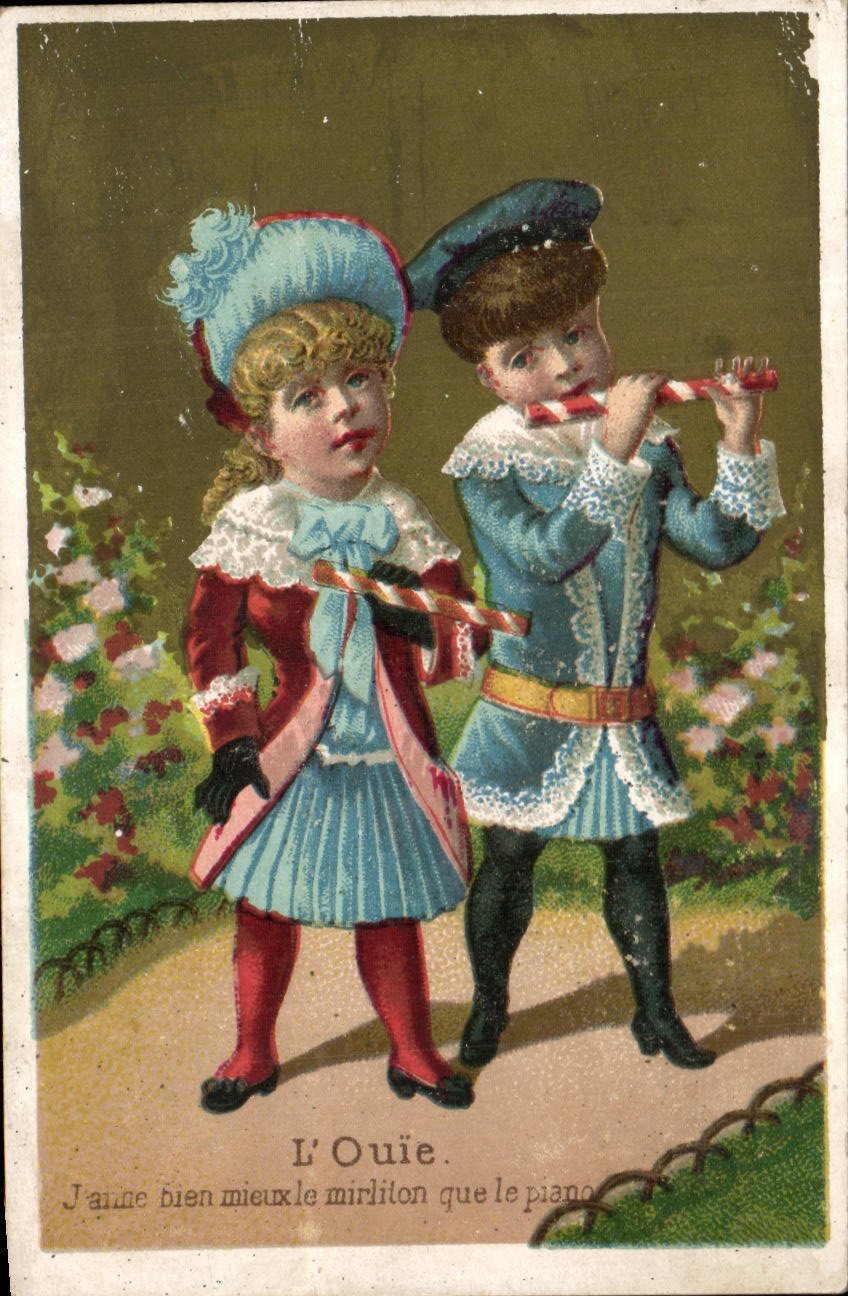 Chromo Enfants l'ouie Piano 