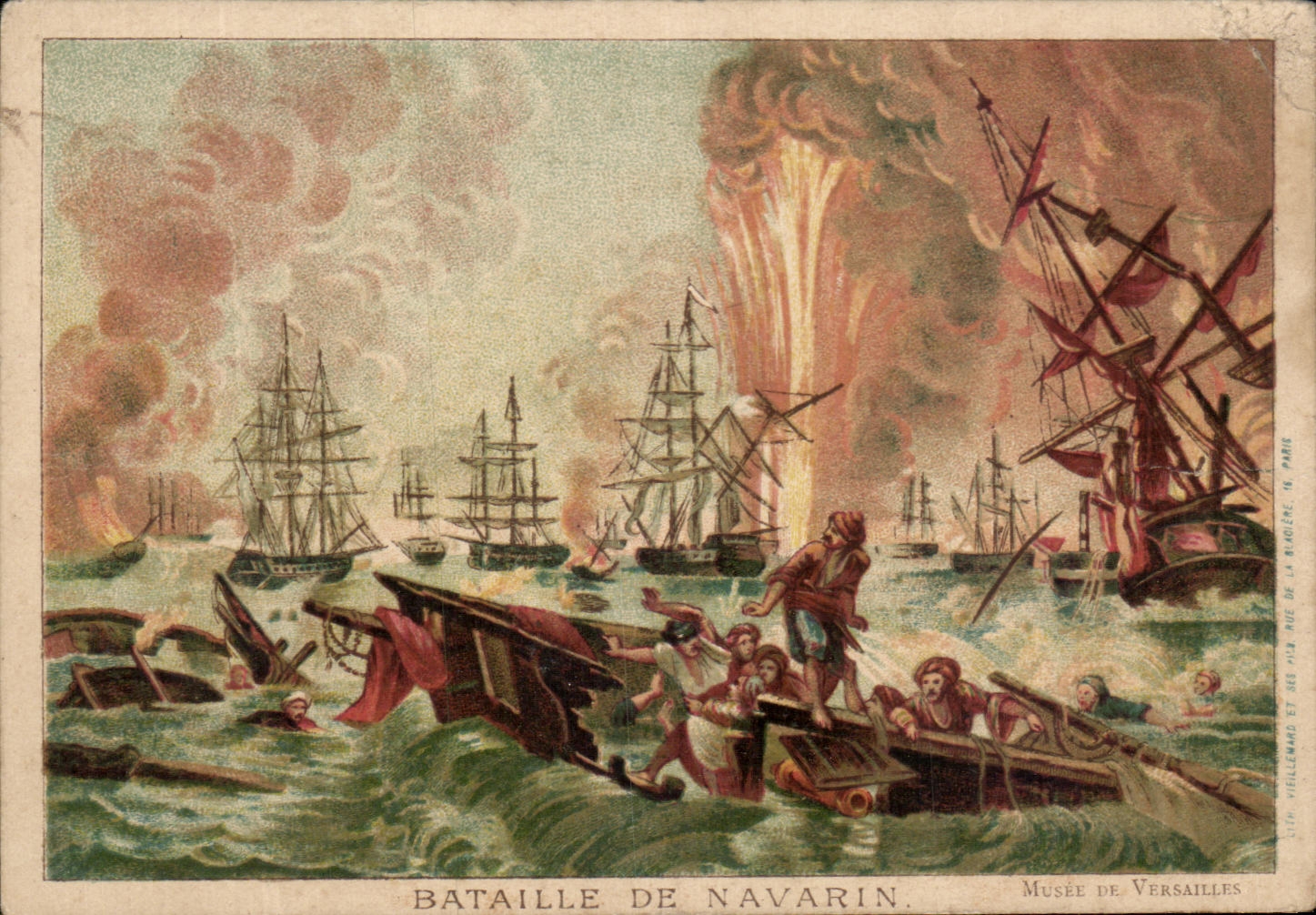 Chromo Bataille de Navarin Versailles Bateaux