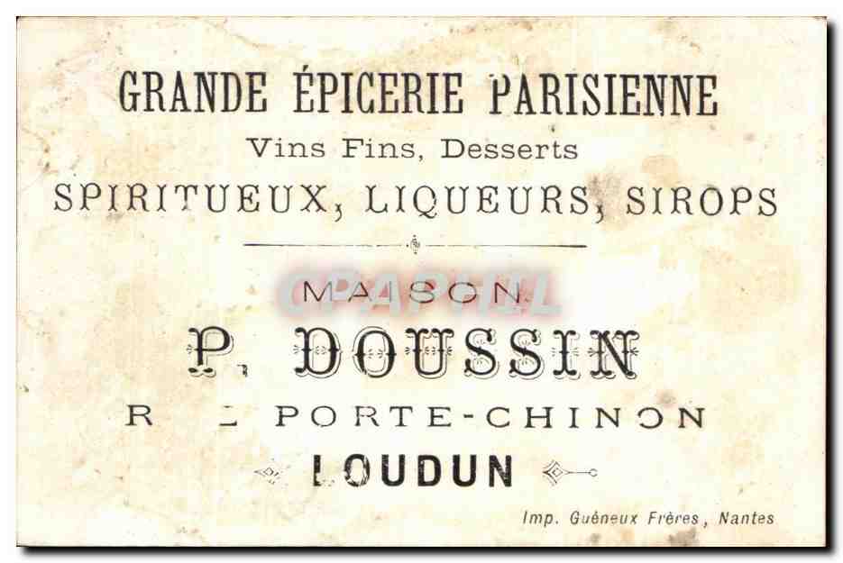 Chromo Doussin Rue Porte Chinon Loudun Le petit poisson et le pecheur Peche  — Rückseite
