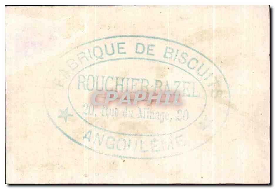Vue d'un château au bord d'un lac — automne — Fabrique de biscuit Rouchier-Razel, Angouleme — Achterkant