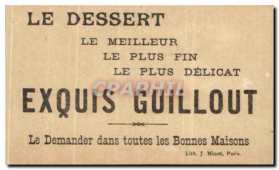 Biscuits Guillout — Publicité humoristique avec dialogue entre un homme et une petite fille — Lith. J. Minot, Éditeur, Paris — Rückseite
