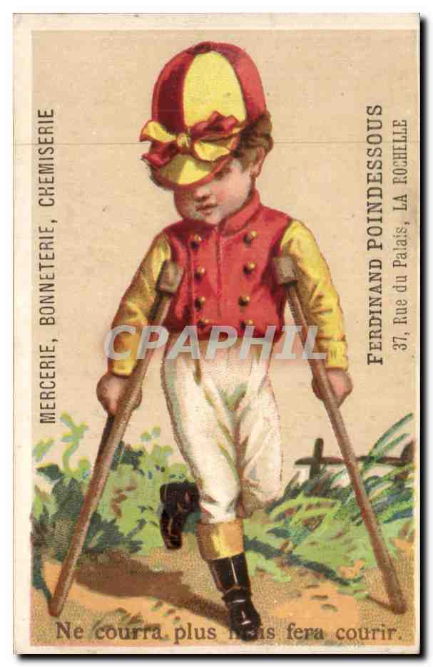 Chromo Ferdinand Poindessous Rue du palais la Rochelle Jockey Cheval Hippisme 