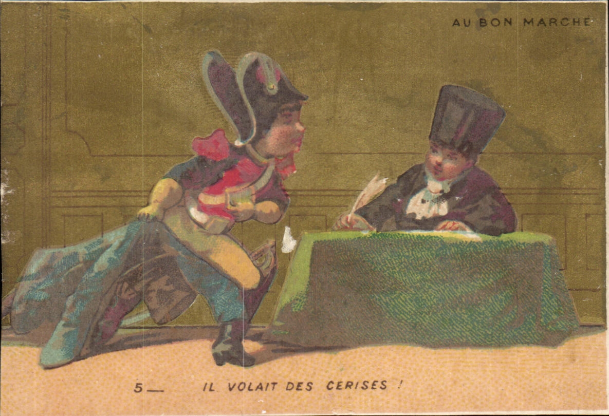 Chromo Au Bon marche Il volait des cerises Juge avocat
