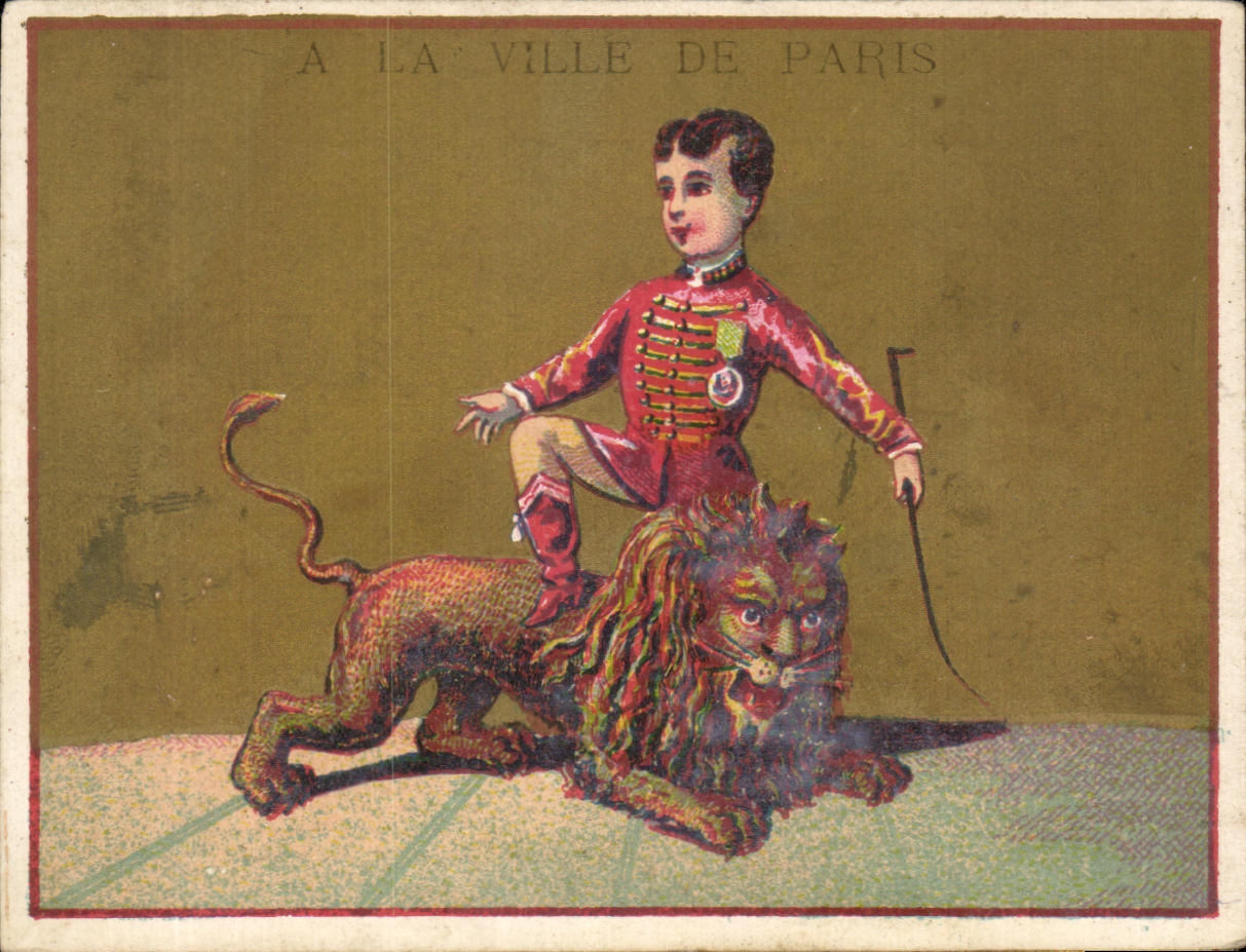 Circus performer on a lion — Paris — Coustard et Duvanel Fils