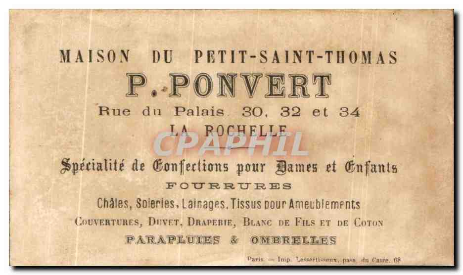 Chromo Ponvert Rue du Palais La Rochelle Petit Poucet perrault L'ogre en colere — Rückseite