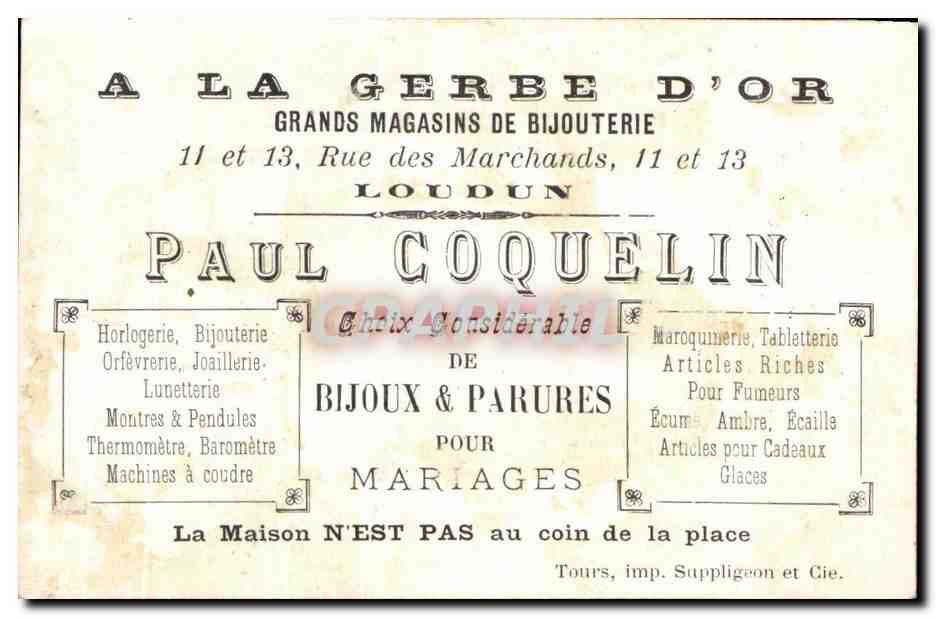 Chromo Paul Coquelin Rue des marchands loudun  — Verso