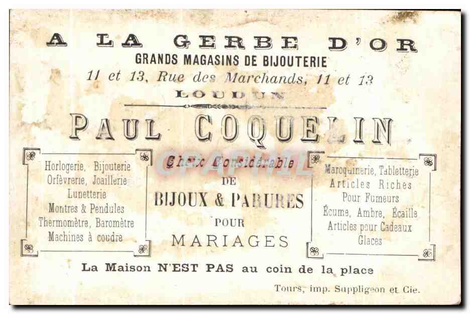 Enfant en uniforme — avec bouquet et lettre — Paul Coquelin, Loudun — Rückseite