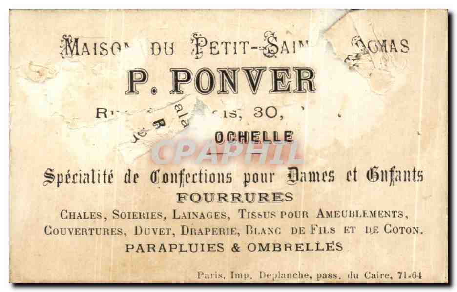 Chromo Ponvert la Rochelle Enfants — Rückseite
