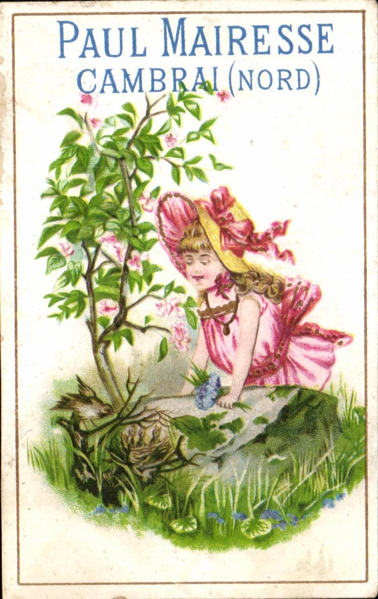 Chromo Calendrier 1890 Paul Mairesse Enfant Cambrai 
