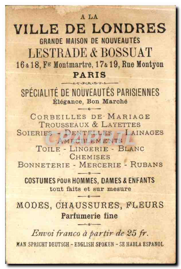 Chromo Ville de Londres Paris Jockey Cheval Hippisme  — Rückseite