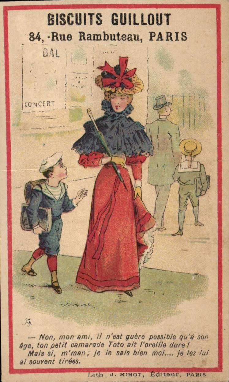 Chromo Biscuits Guillot Rue Rambuteau Paris Femme Enfant Ecolier 