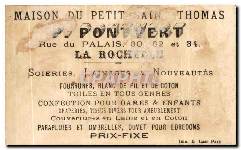 Fille jouant avec une poupée sur un mouton — Maison du Petit Saint Thomas, La Rochelle — Verso