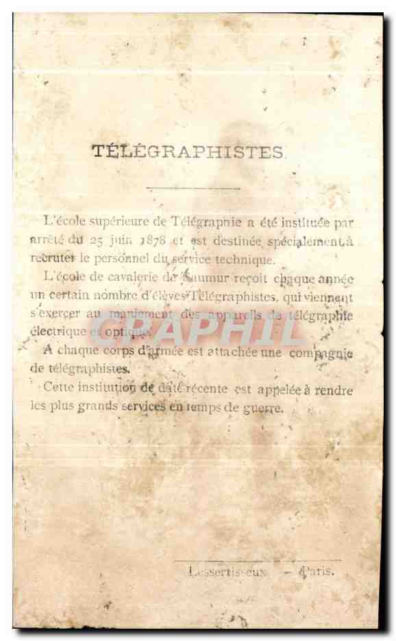 Chromo Telegraphie Militaria  — Verso