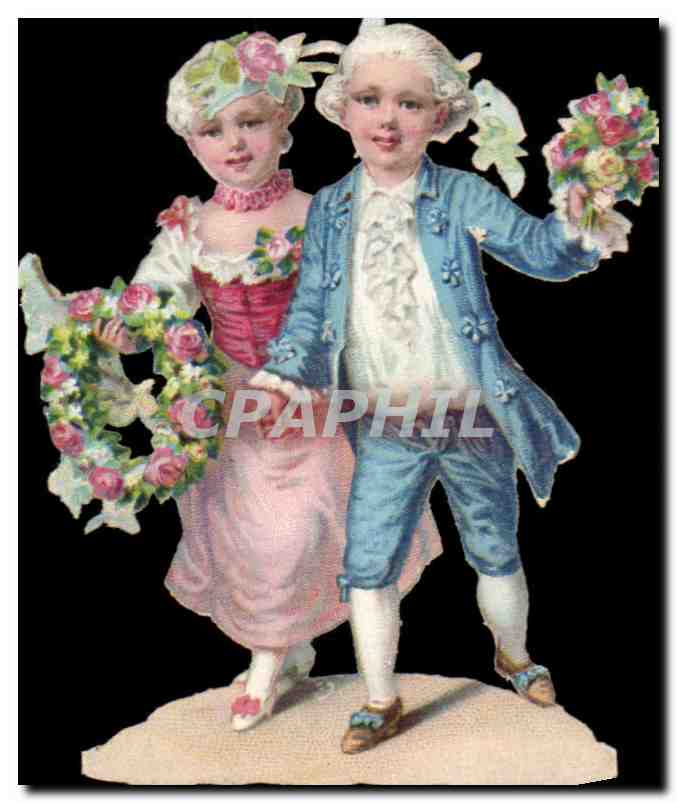 Jeunes amoureux en costume d'époque — éditeur non identifié