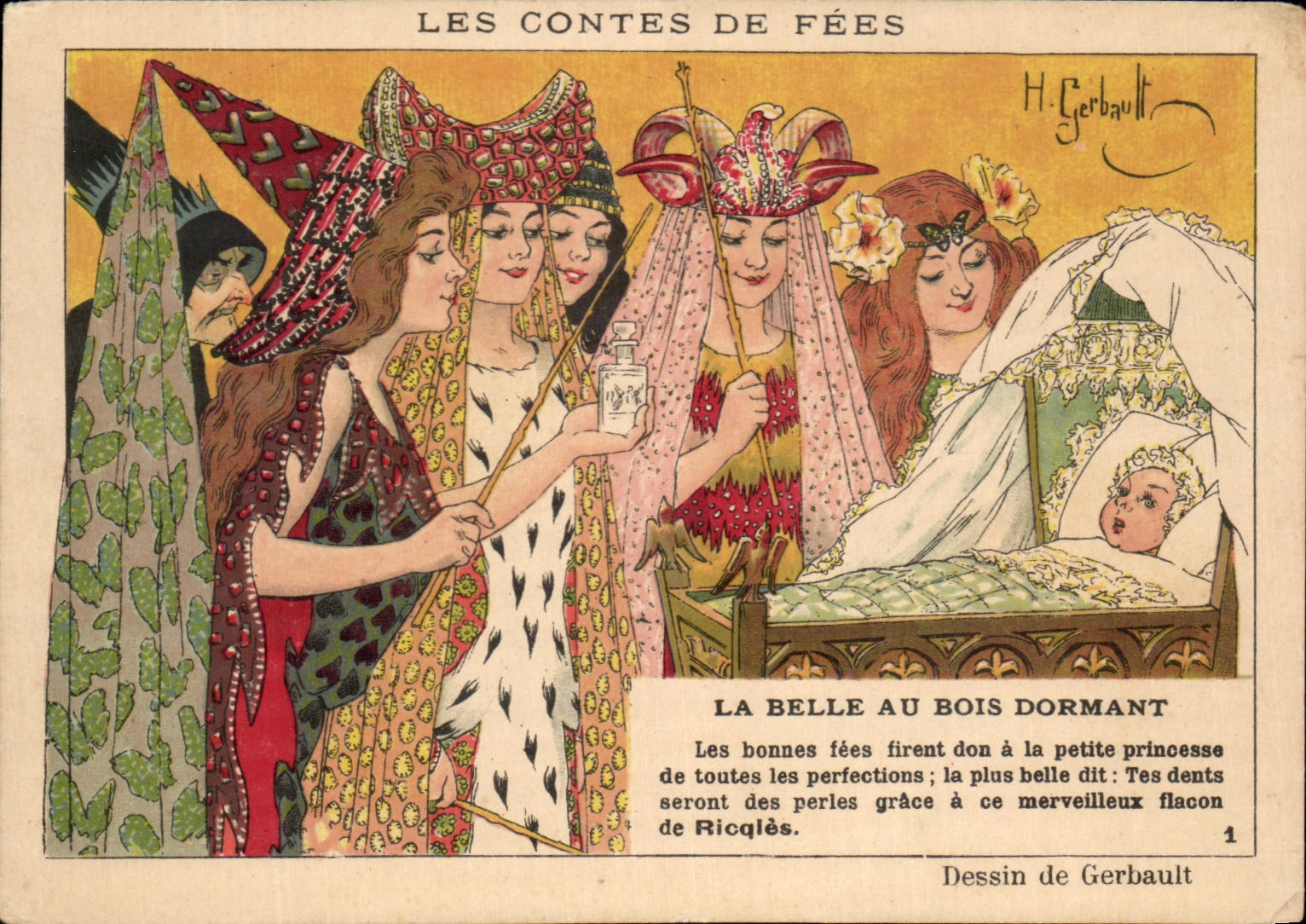 Chromo Ricqles Les contes de fees Gerbault la belle au bois dormant Perrault
