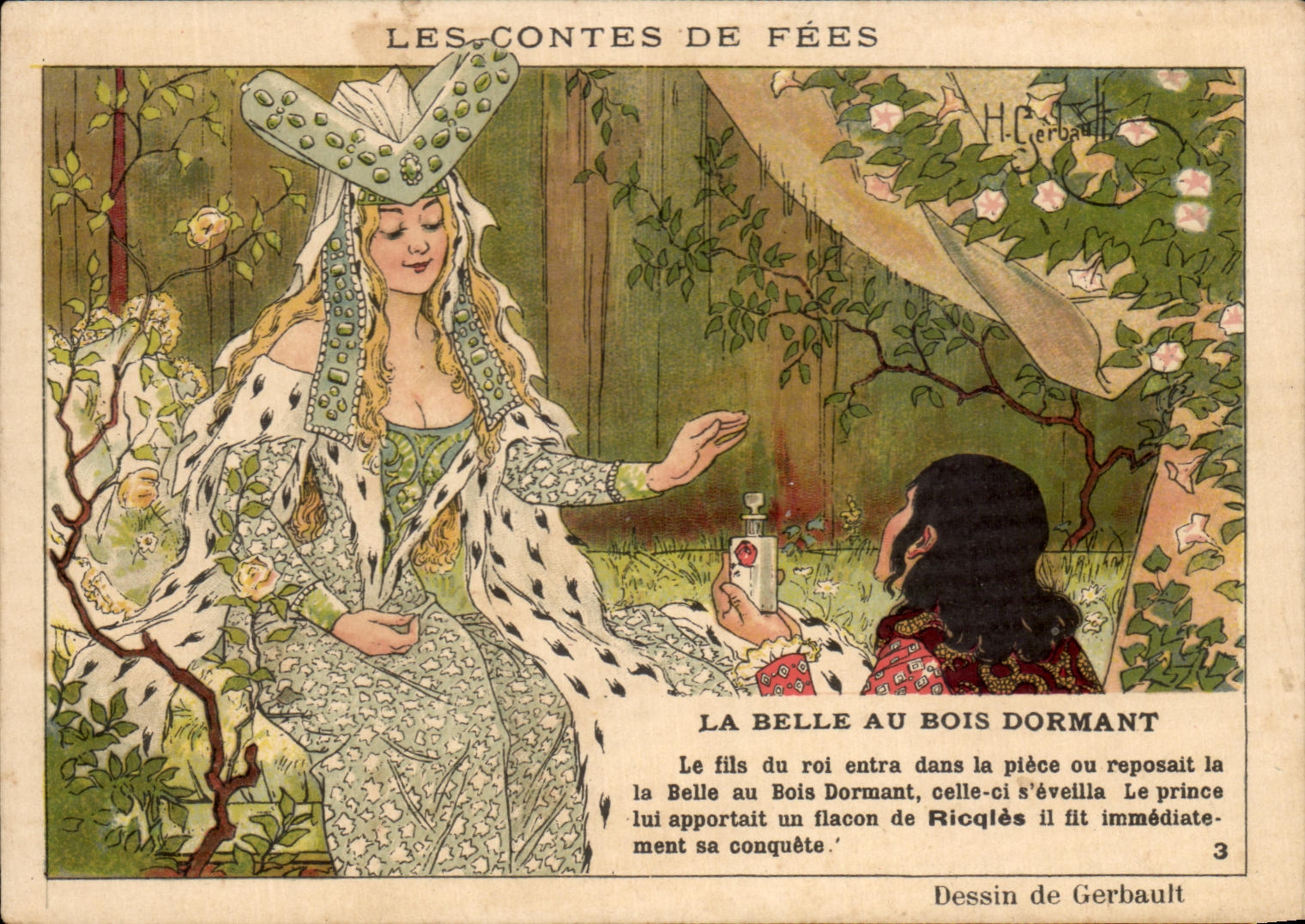 Chromo Ricqles Les contes de fees Gerbault la belle au bois dormant Perrault