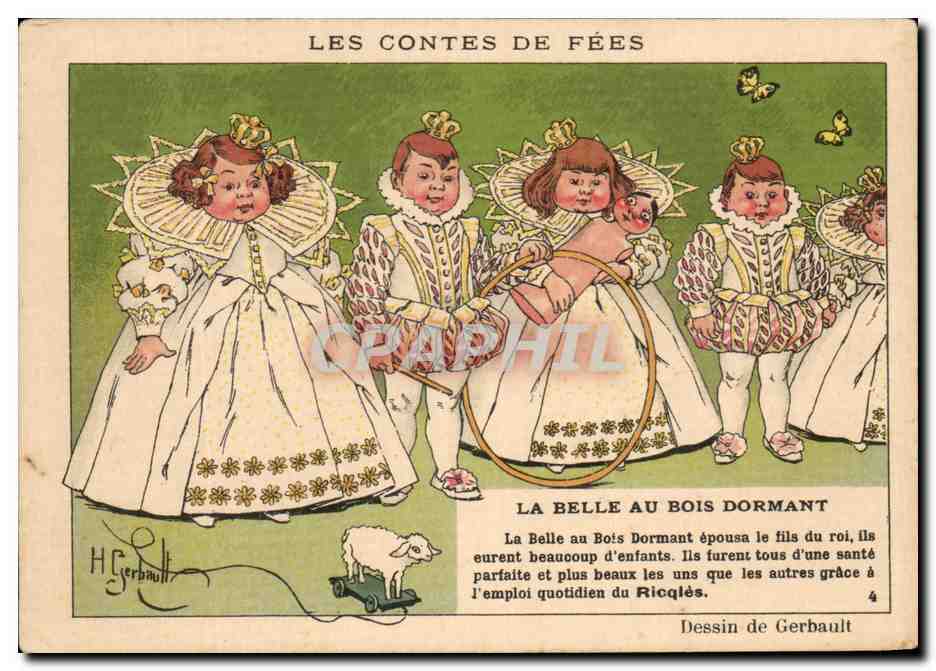 Chromo Ricqles Les contes de fees Gerbault la belle au bois dormant Perrault