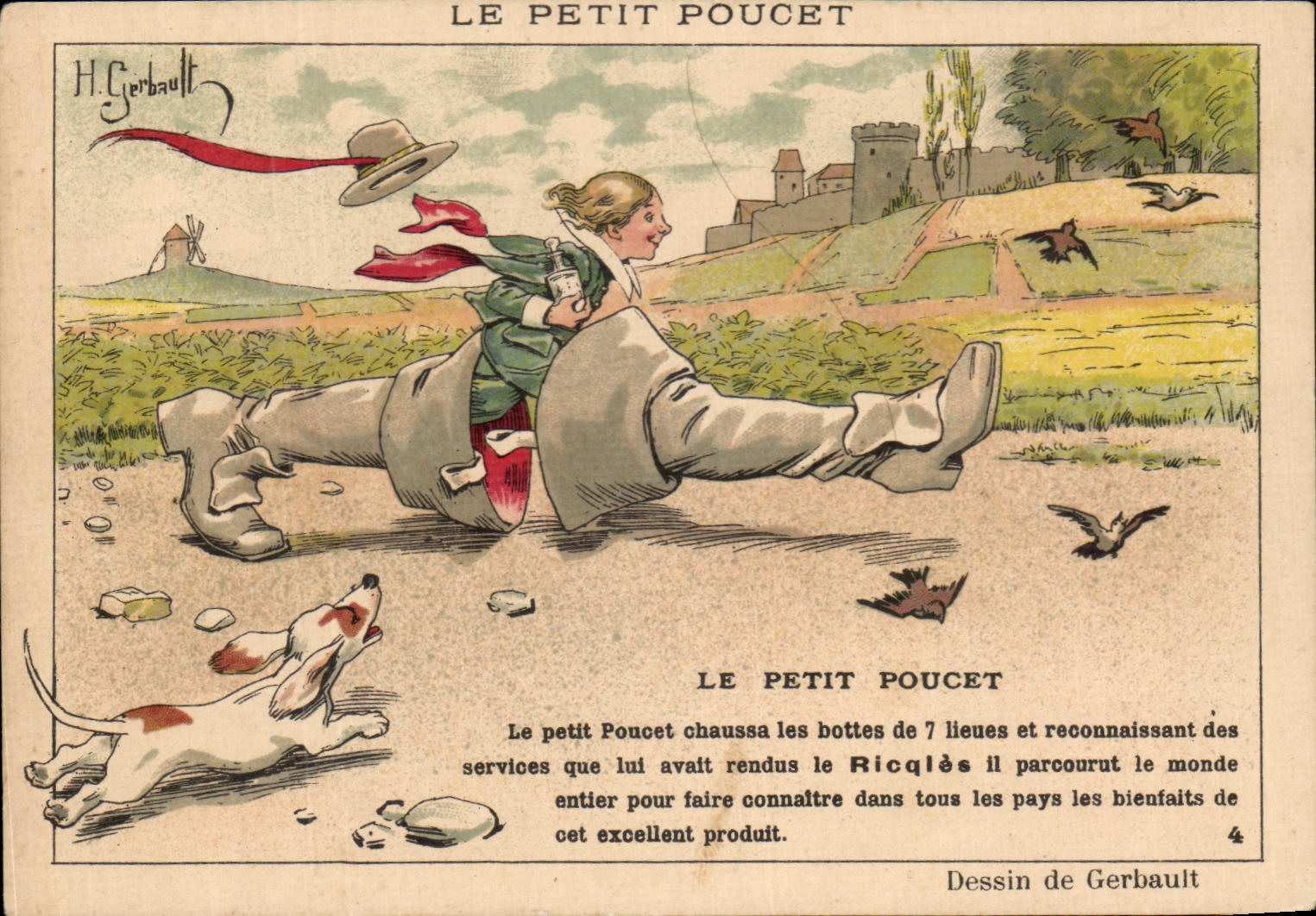 Le Petit Poucet — publicité pour l'alcool de menthe Ricqlès — dessin de H. Gerbault, n°4