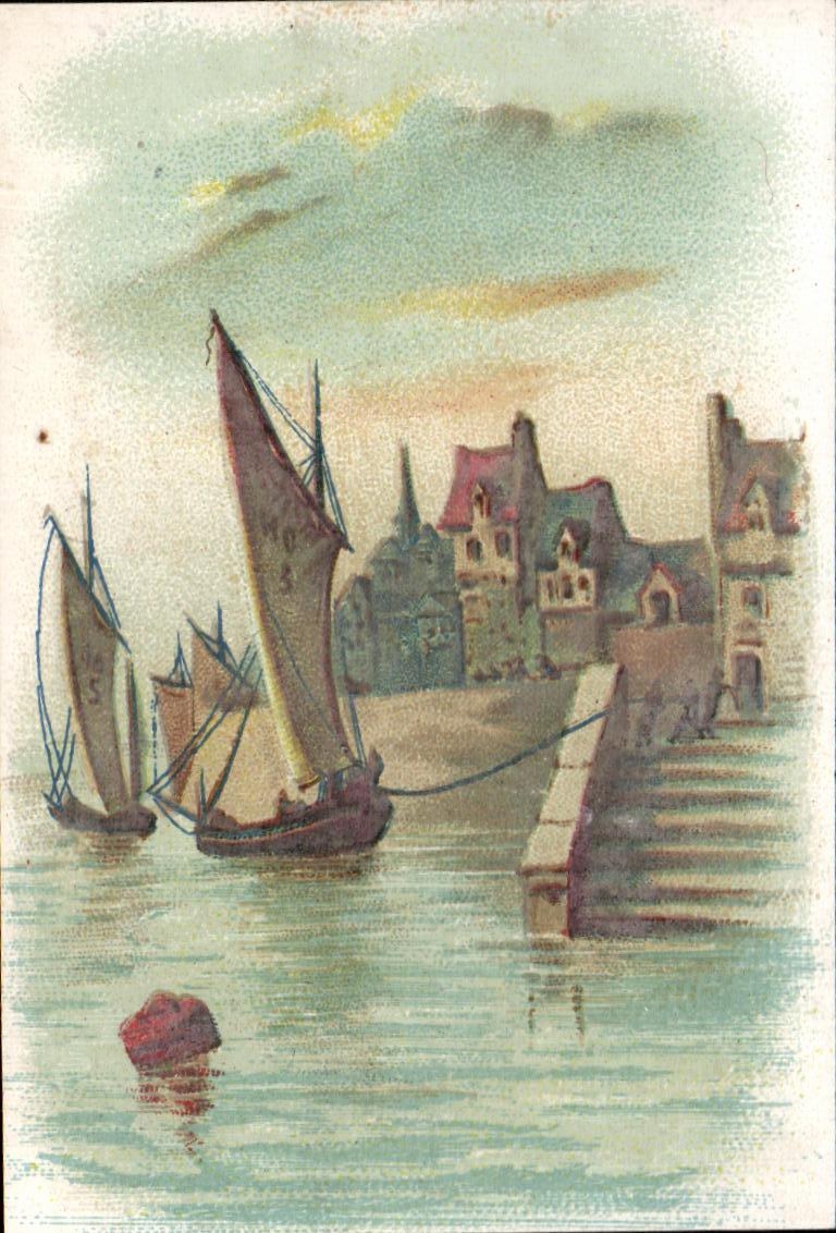 Port de bateaux à voile — vue de ville — Rouchier-Bazel