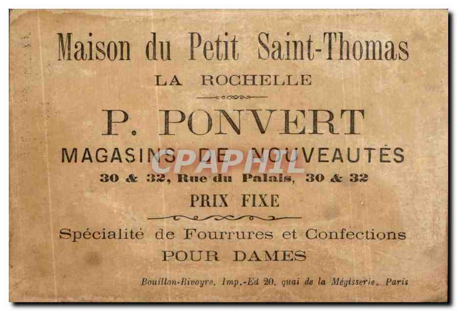 Chromo Ponvert Rue du palais maison du Petit Saint Thomas la Rochelle  — Verso