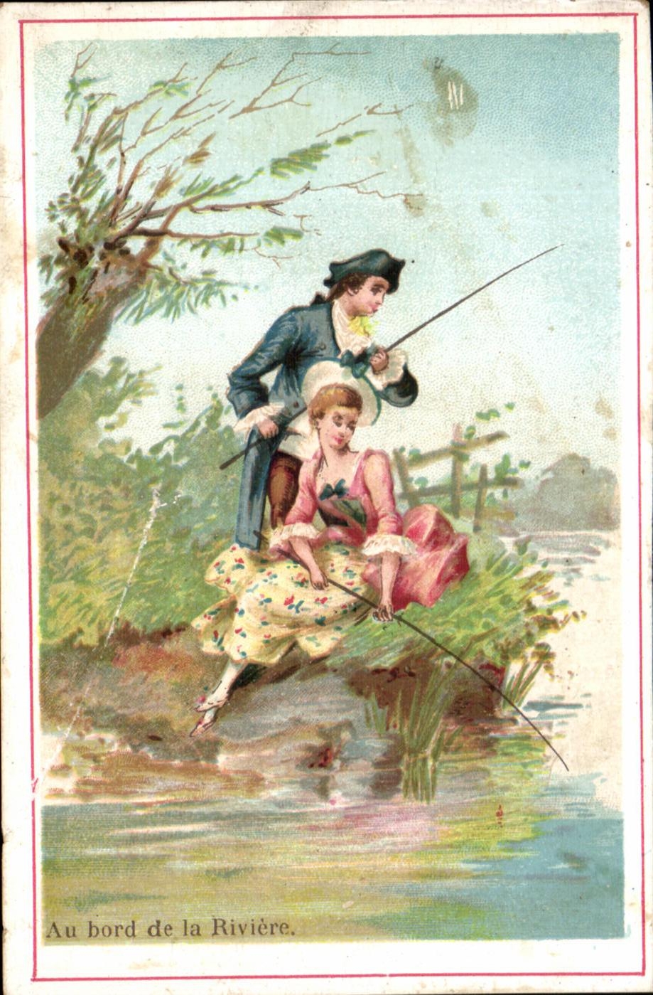 Chromo Au bord de la riviere Peche 