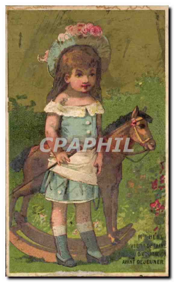 Chromo Pontvert Rue du palais la Rochelle Maison du Petit Saint Thomas Enfant Cheval de bois 